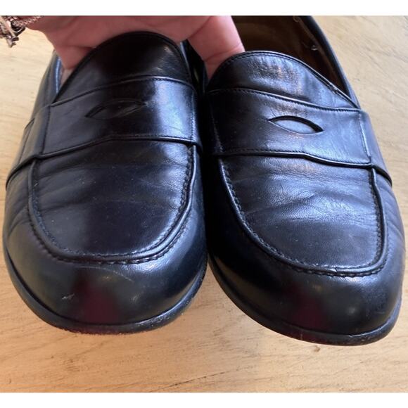 Vintage Bragano Cole Haan Italy Men 9.5 N Black Leather Dress Shoe Penny Loafers main image 6